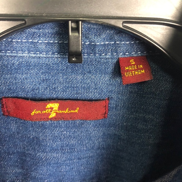 7 For All Mankind Distressed chambray shirt size S - Picture 4 of 12